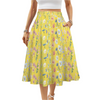 Wildflowers Painted Yellow Mid Length Skirt with Pockets up to 5 XL (FWS) white