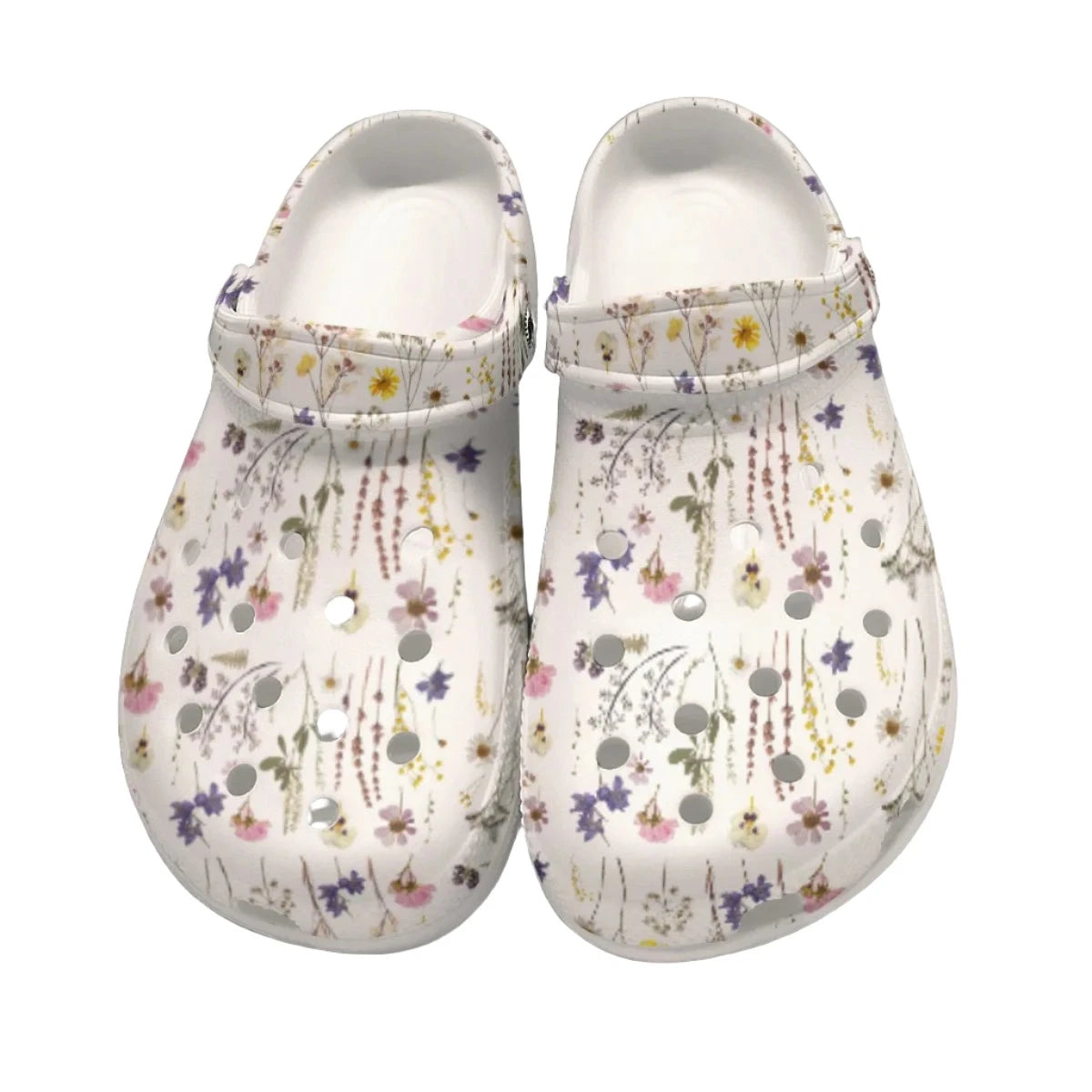Spring Plastic Clogs Wildflowers White Rubber Clogs up to size 12 – Purdie Photography Designs