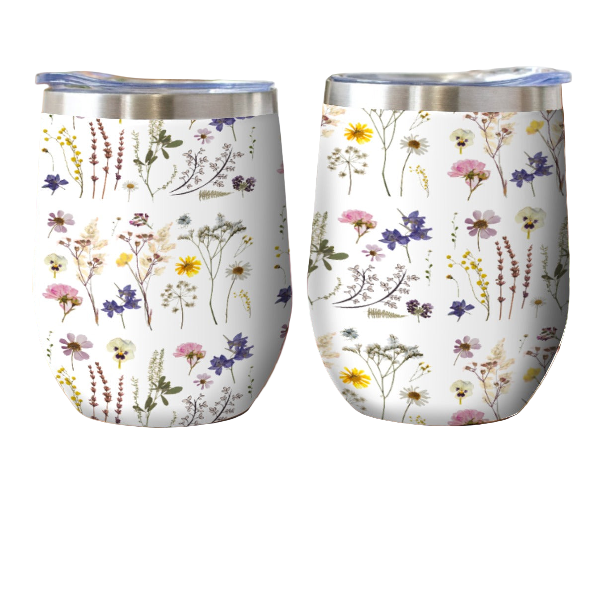 Wildflowers White Stainless Steel Cup with Lid white