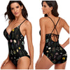 Wildflowers Black One Piece Tie Back Swimsuit