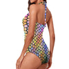 Windswept Rainbows Stained Glass Women's Ruched Halter Neck Swimsuit up to 5 XL (FWS) 3