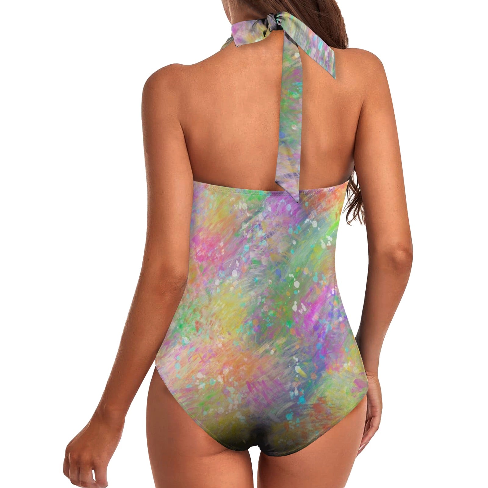 Windswept Spring Women's Ruched Halter Neck Swimsuit up to 5 XL (FWS) 4