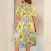 Yellow Floral Art Casual Dress With Pockets up to 5 XL (FWS) 3