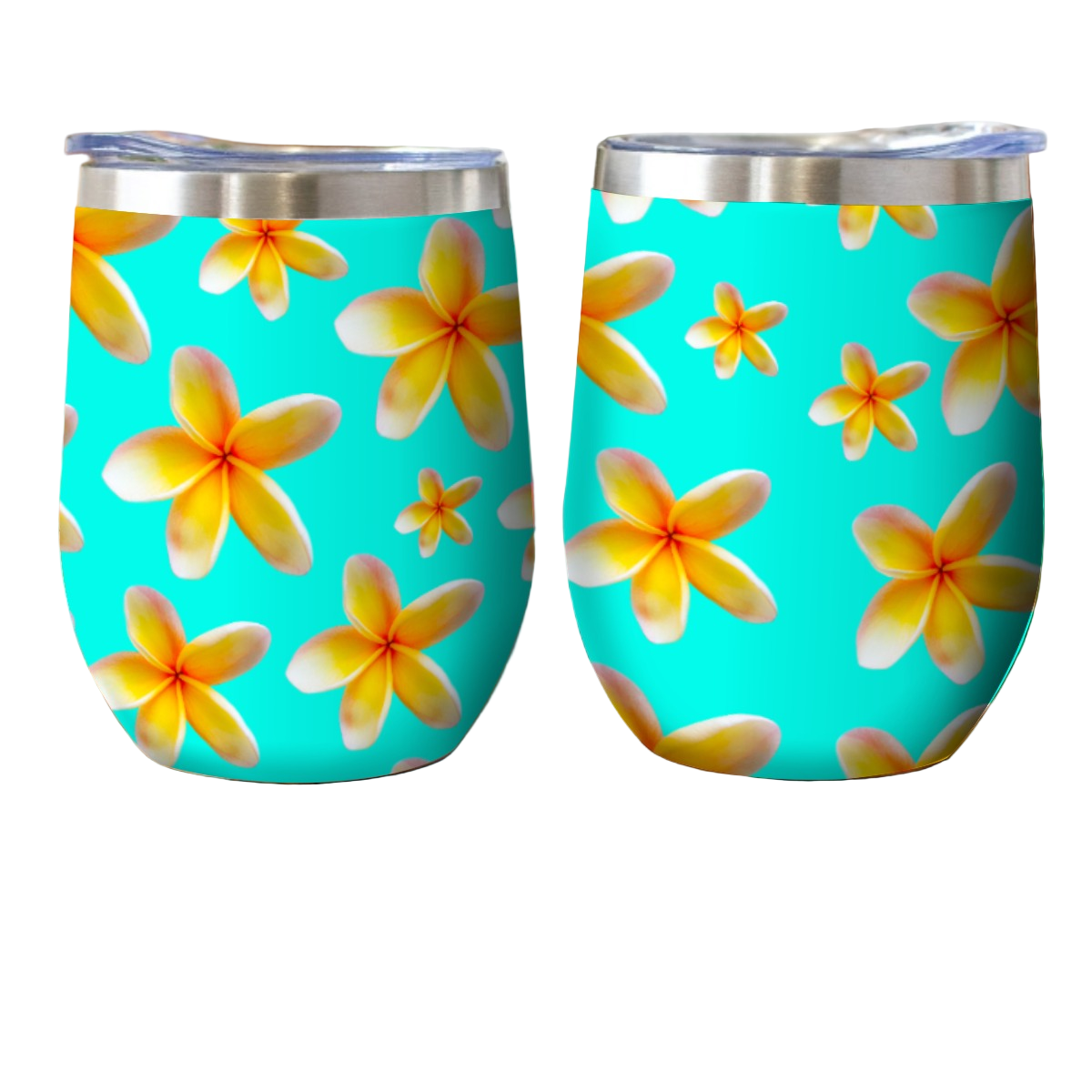 Yellow Frangipanis Aqua Stainless Steel Cup with Lid white