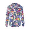 Blue Colourful Floral Full Zip Hoodie up to 2 XL