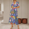 Blue Colourful Floral Women's Maxi Dress up to 5 XL (FWS)