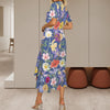 Blue Colourful Floral Women's Maxi Dress up to 5 XL (FWS)