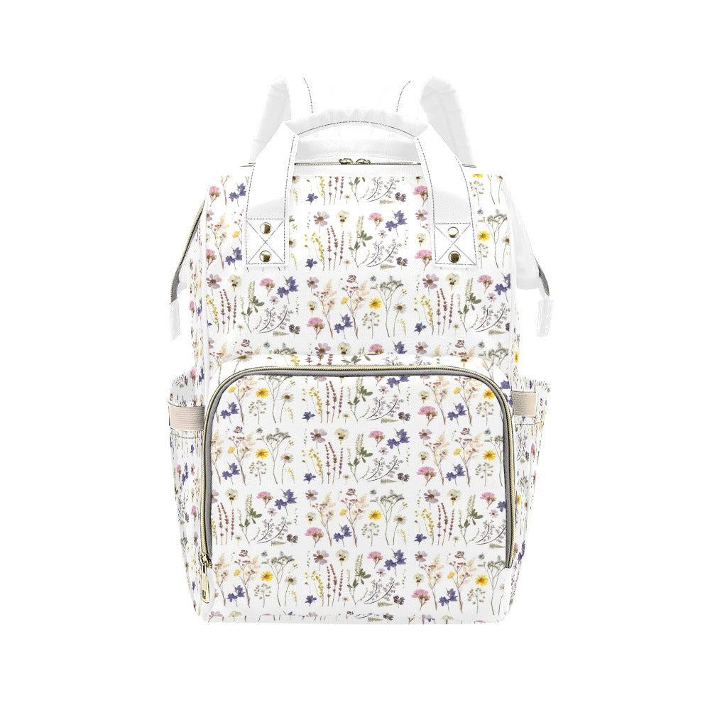 Wildflowers White Multi-Function Backpack with White Handles