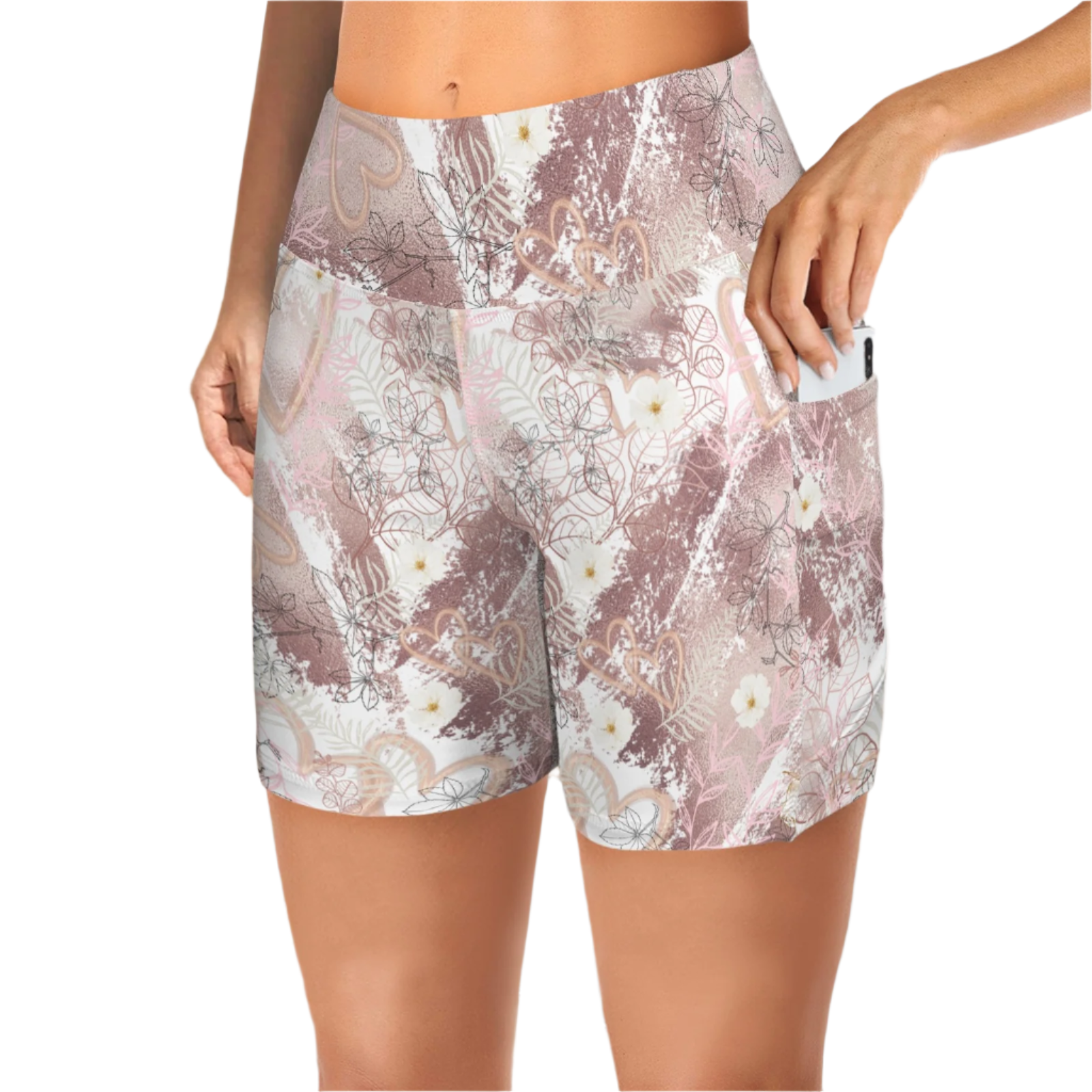 Bronze Love Yoga Shorts with Pockets up to 5 XL (FWS)