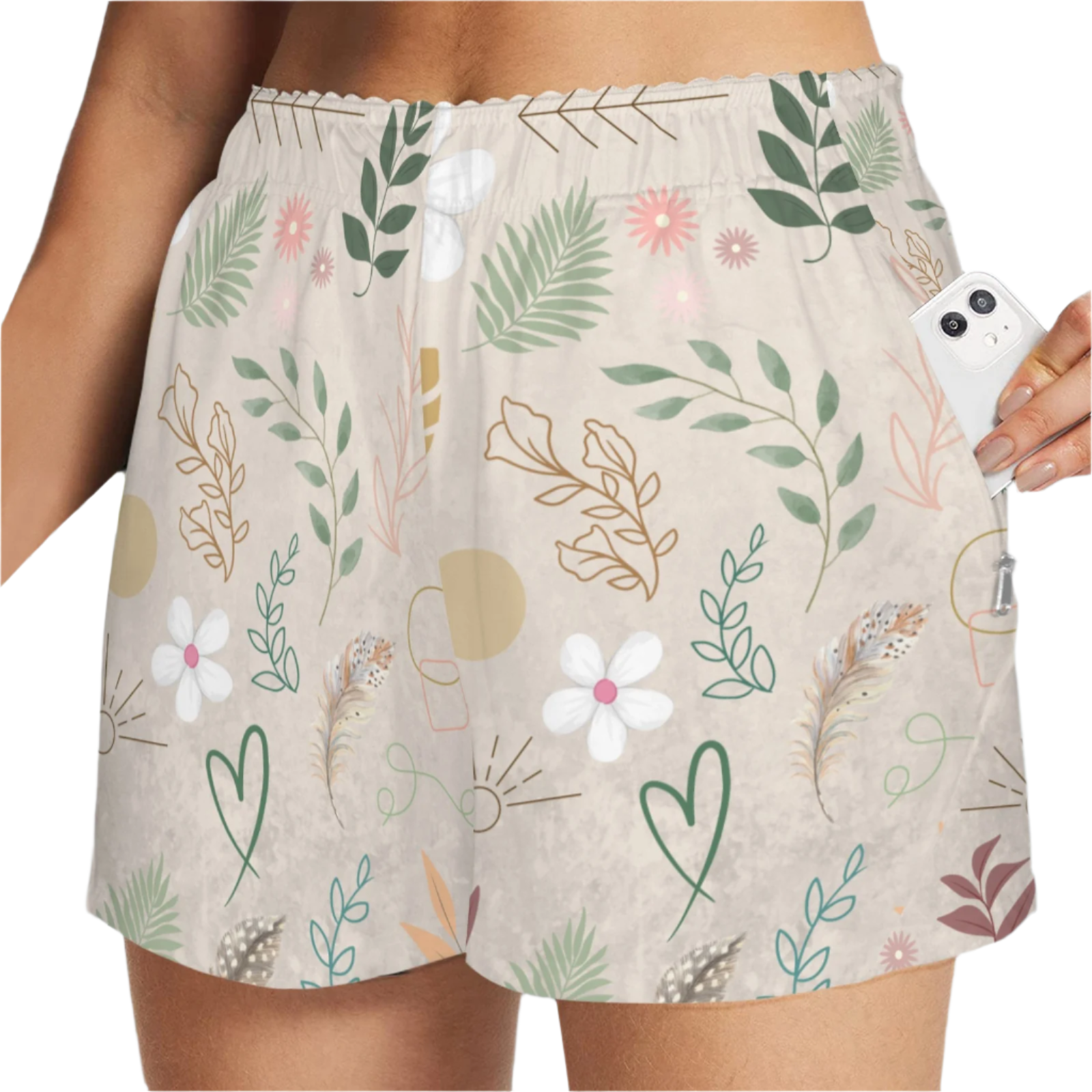 Boho Beige Zip Pocket Shorts up to 5 XL (FWS)