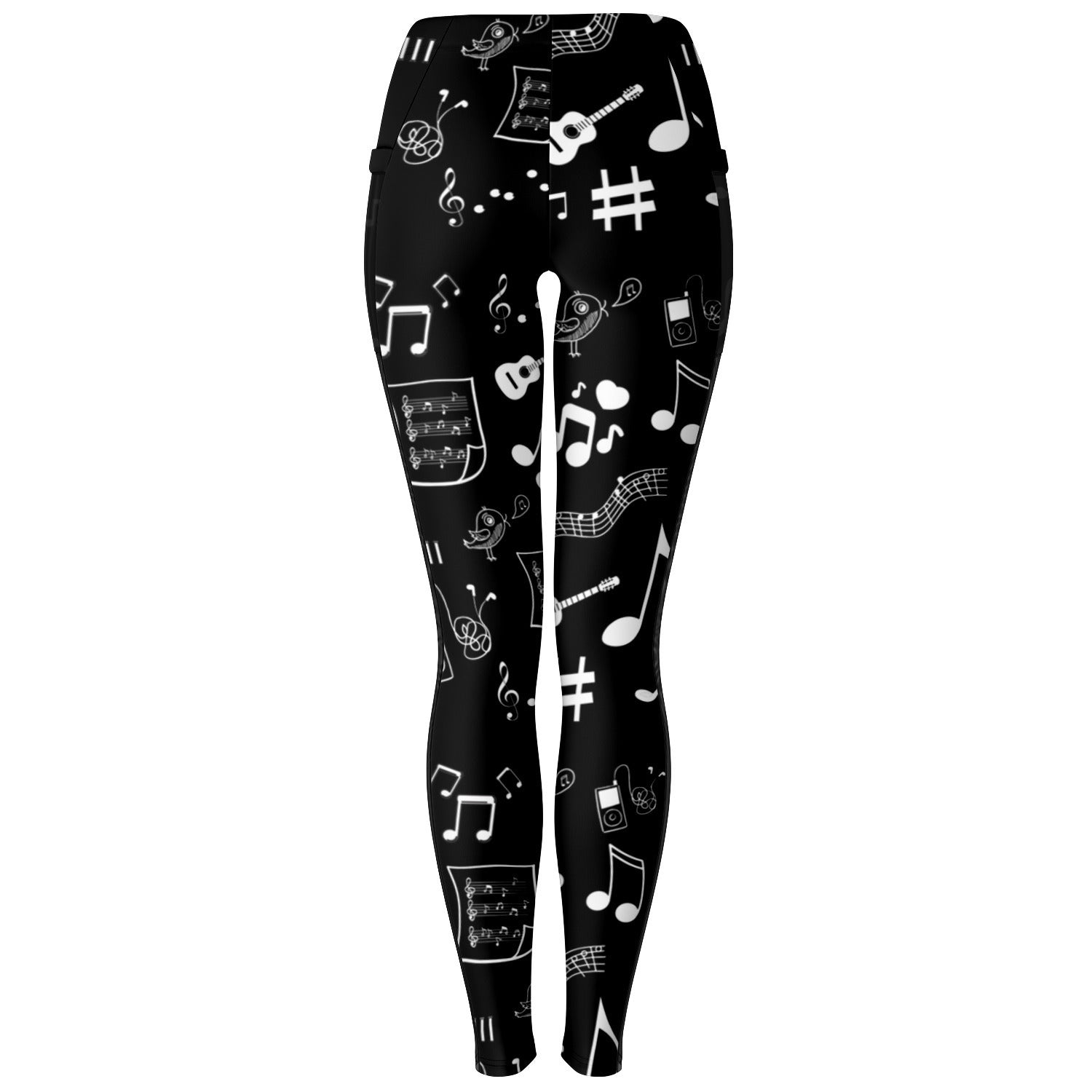 Musical Notes Mesh Panel Side Pocket Leggings (FWS)