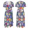 Blue Colourful Floral Women's Maxi Dress up to 5 XL (FWS)