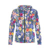 Blue Colourful Floral Full Zip Hoodie up to 2 XL