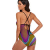 Mauve Swirl One Piece Tie Back Swimsuit