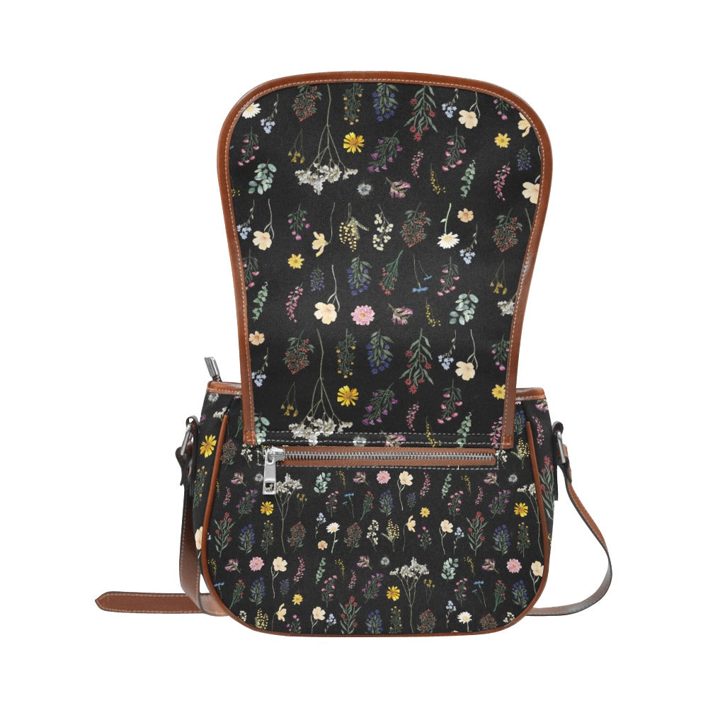 Wildflowers Black Saddle Bag