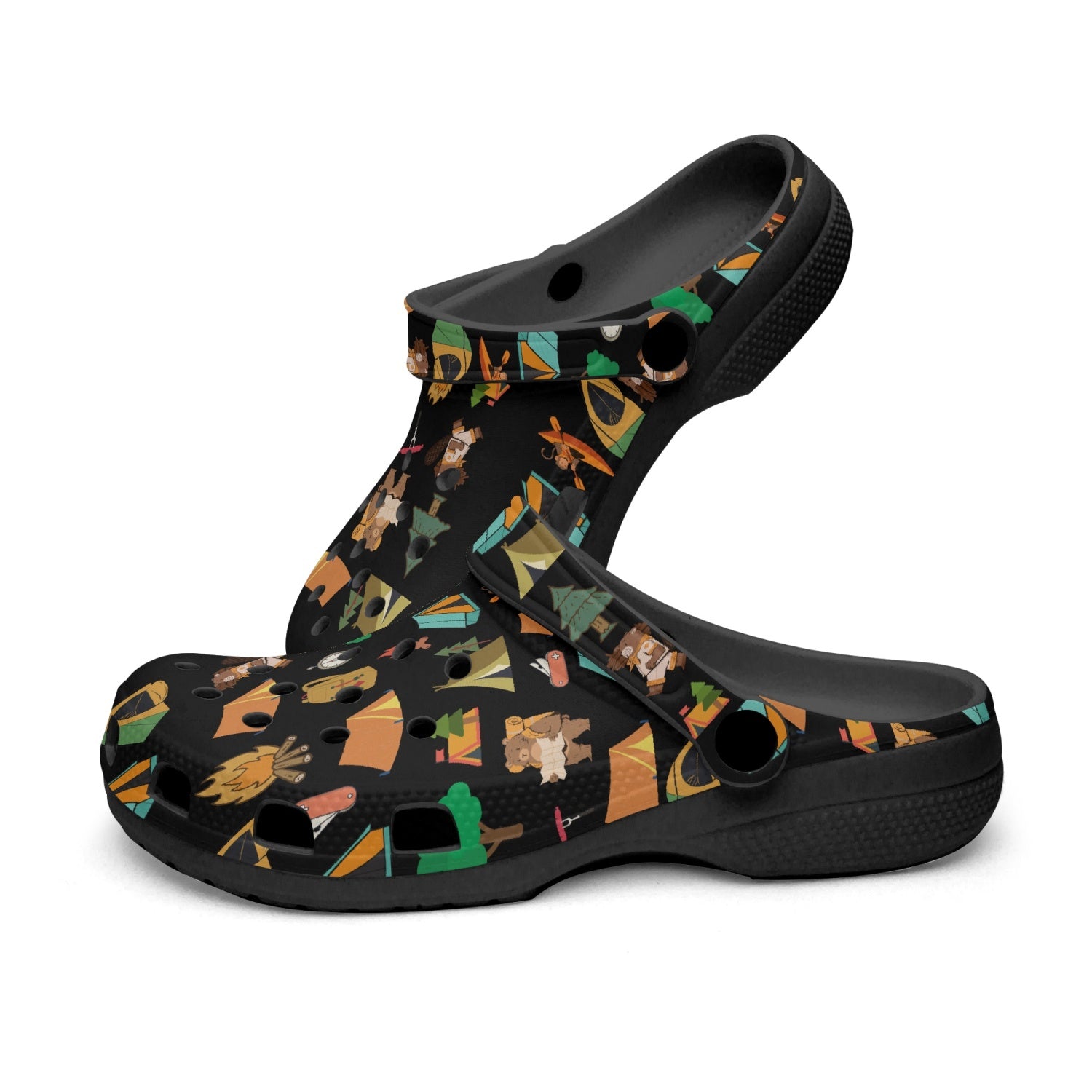 Camping Black Unisex Rubber Clogs