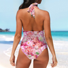 Pink Lotus Halter Neck Bathing Suit up to 3 XL (FWS)