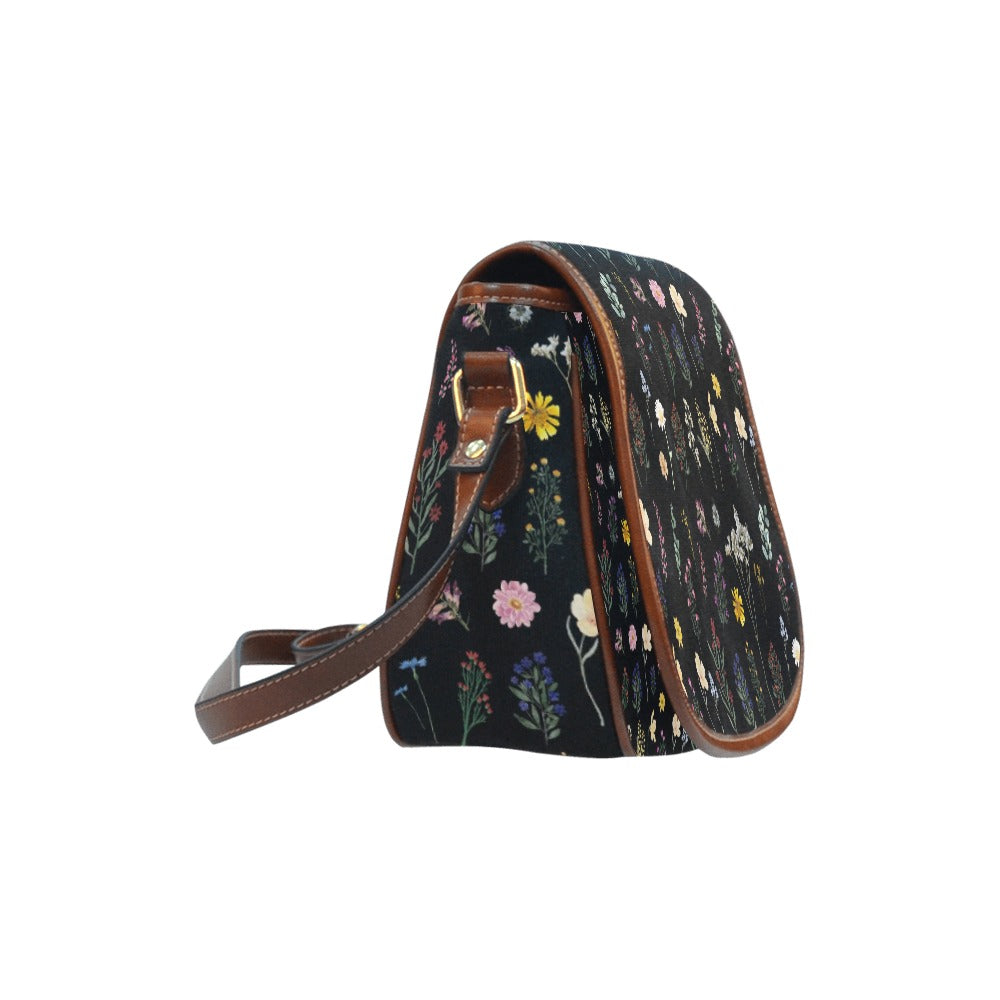 Wildflowers Black Saddle Bag