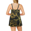 Golden Frangipani Black Tankini with Shorts up to 5 XL (FWS)