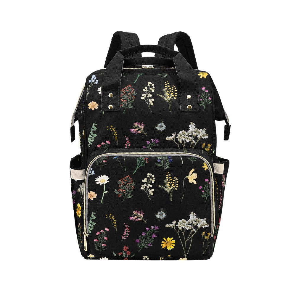 Wildflowers Black Multi Function Backpack with Black Handles