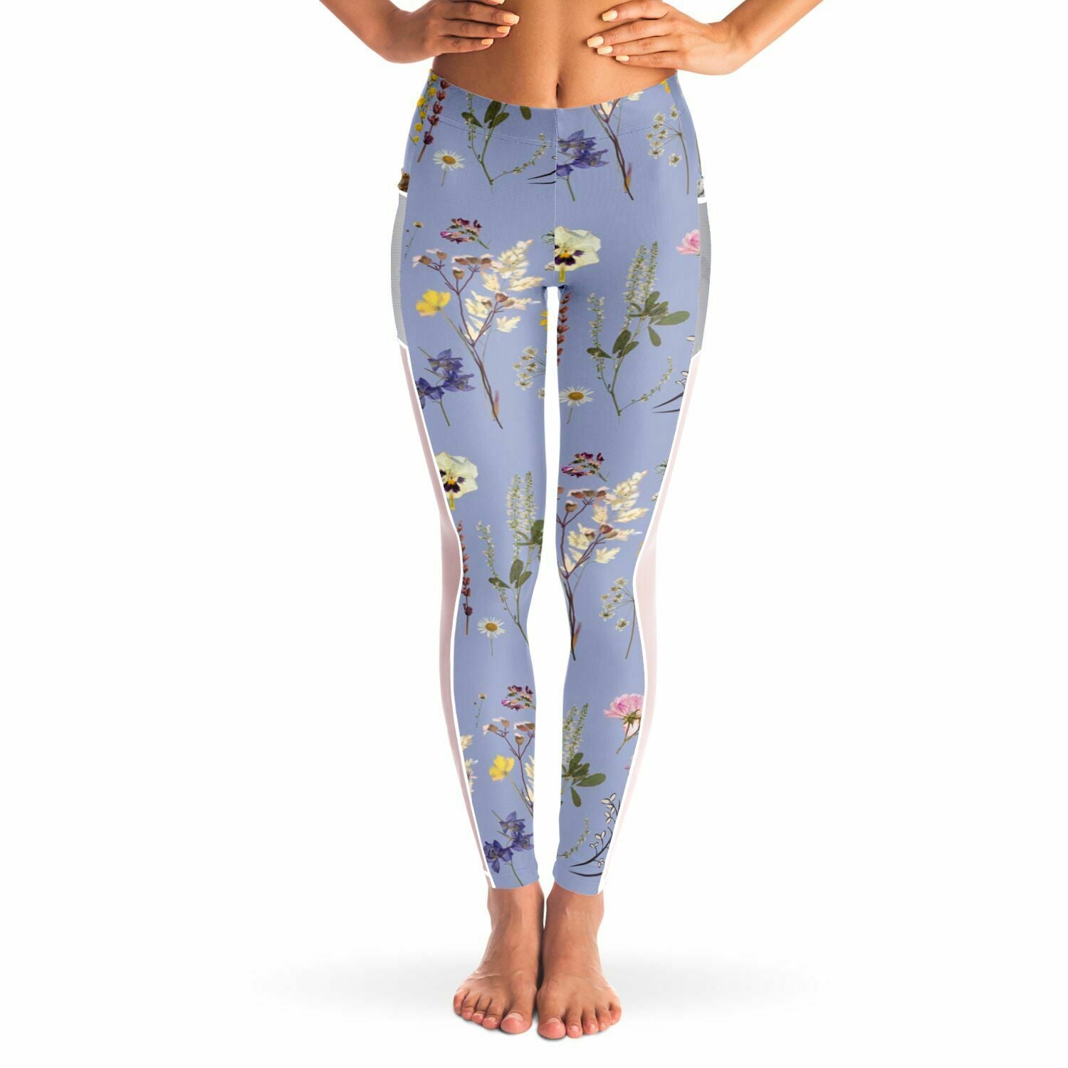 Wildflowers Lilac Mesh Panel Side Pockets Leggings (FWS)