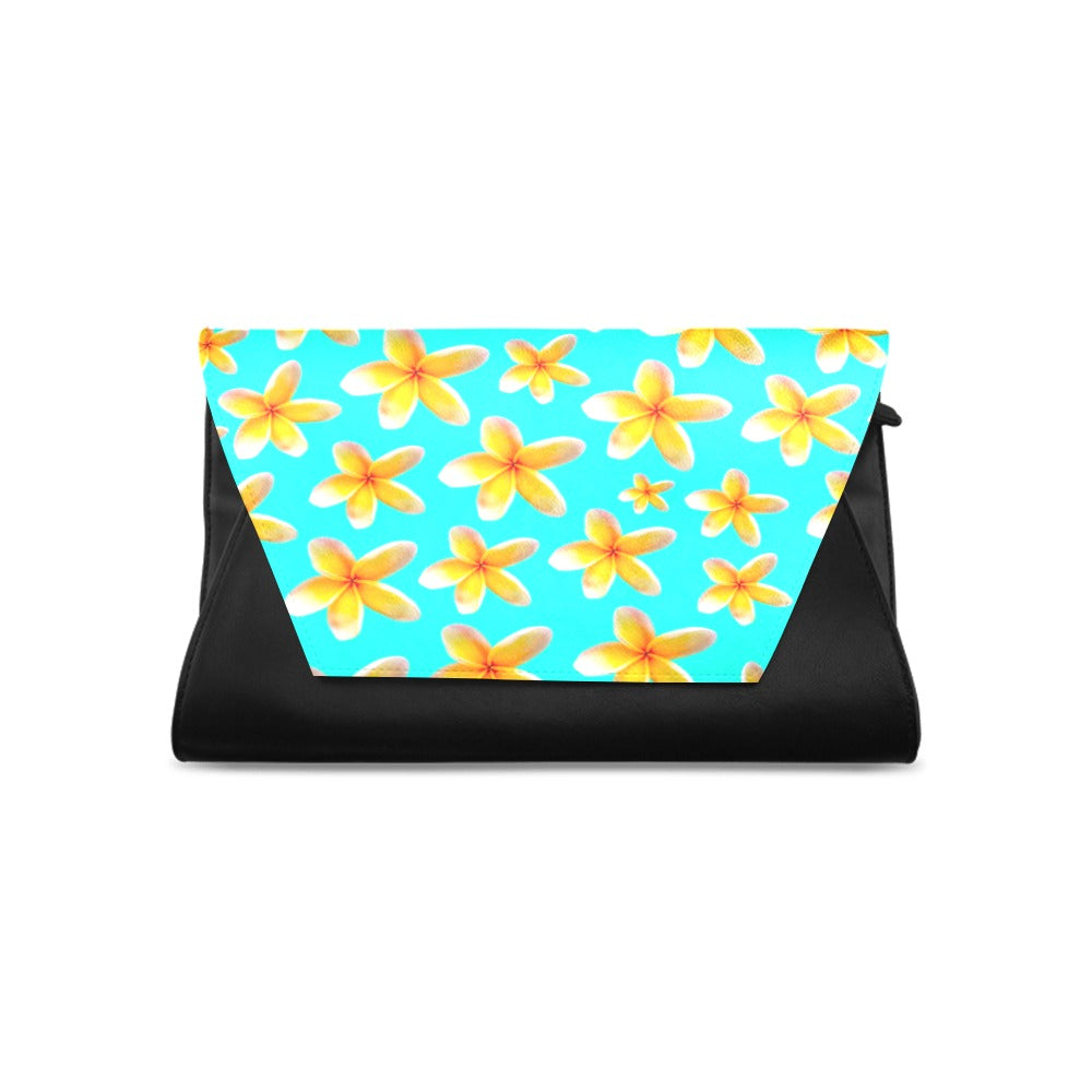 Yellow Frangipanis Aqua Clutch Bag