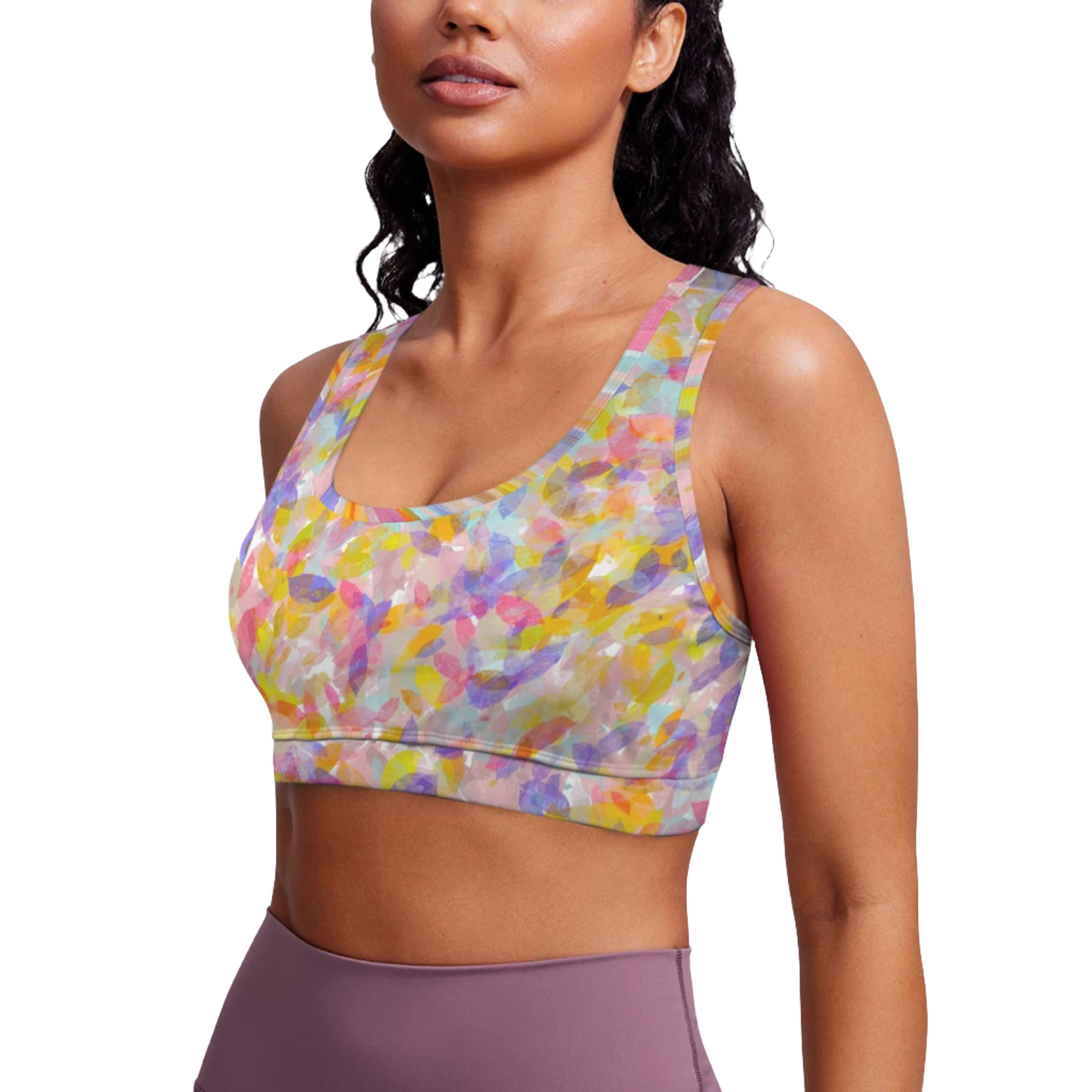 Multi Painted Leaves Sports Top up to 5 XL (FWS)