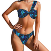 Butterflies Blue One Shoulder Thong Bikini up to 5 XL (FWS)