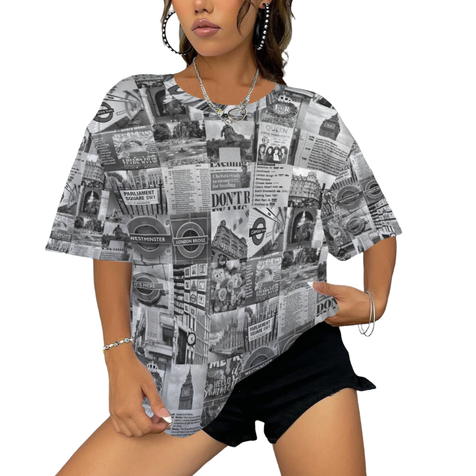 London Black & White Unisex Baggy Top up to 6 XL (FWS)