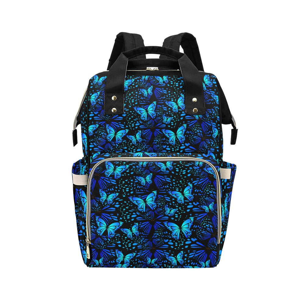 Butterflies Blue Multi Function Backpack with Black Handles