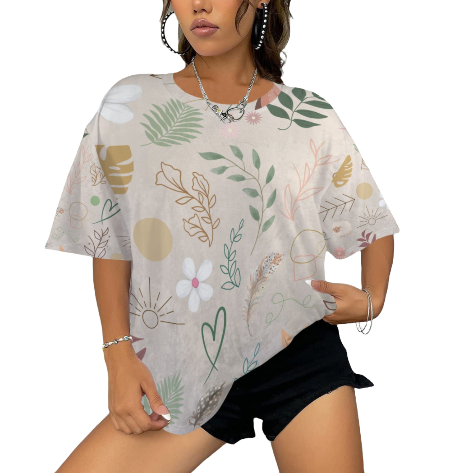 Boho Beige Baggy Women's Top up to 6 XL (FWS)