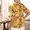 Orange & Yellow Floral Black Longer Ruffle Sleeve Top up to 5 XL (FWS) 3