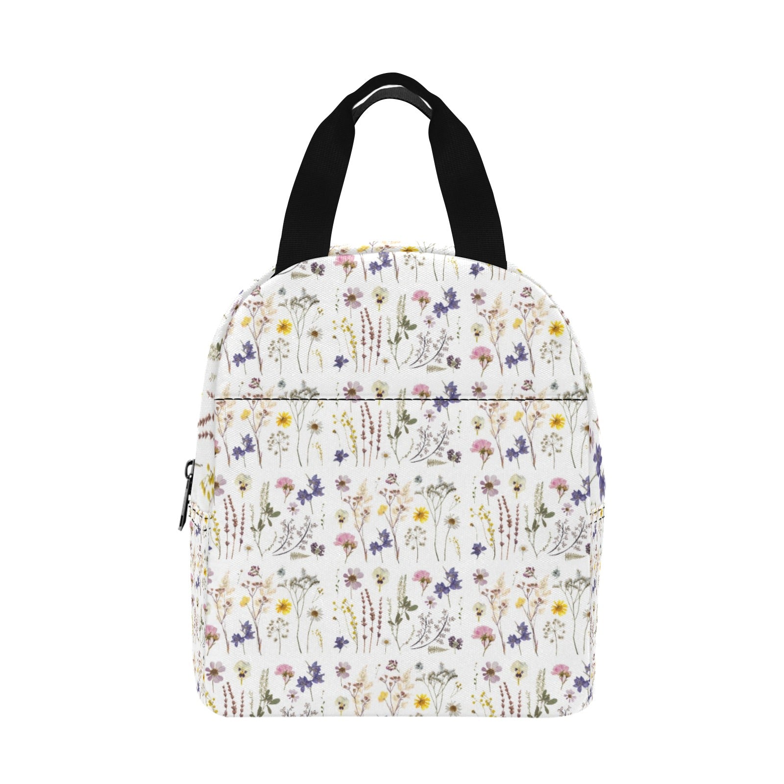 Wildflowers White Insulated Zipper Lunch Bag