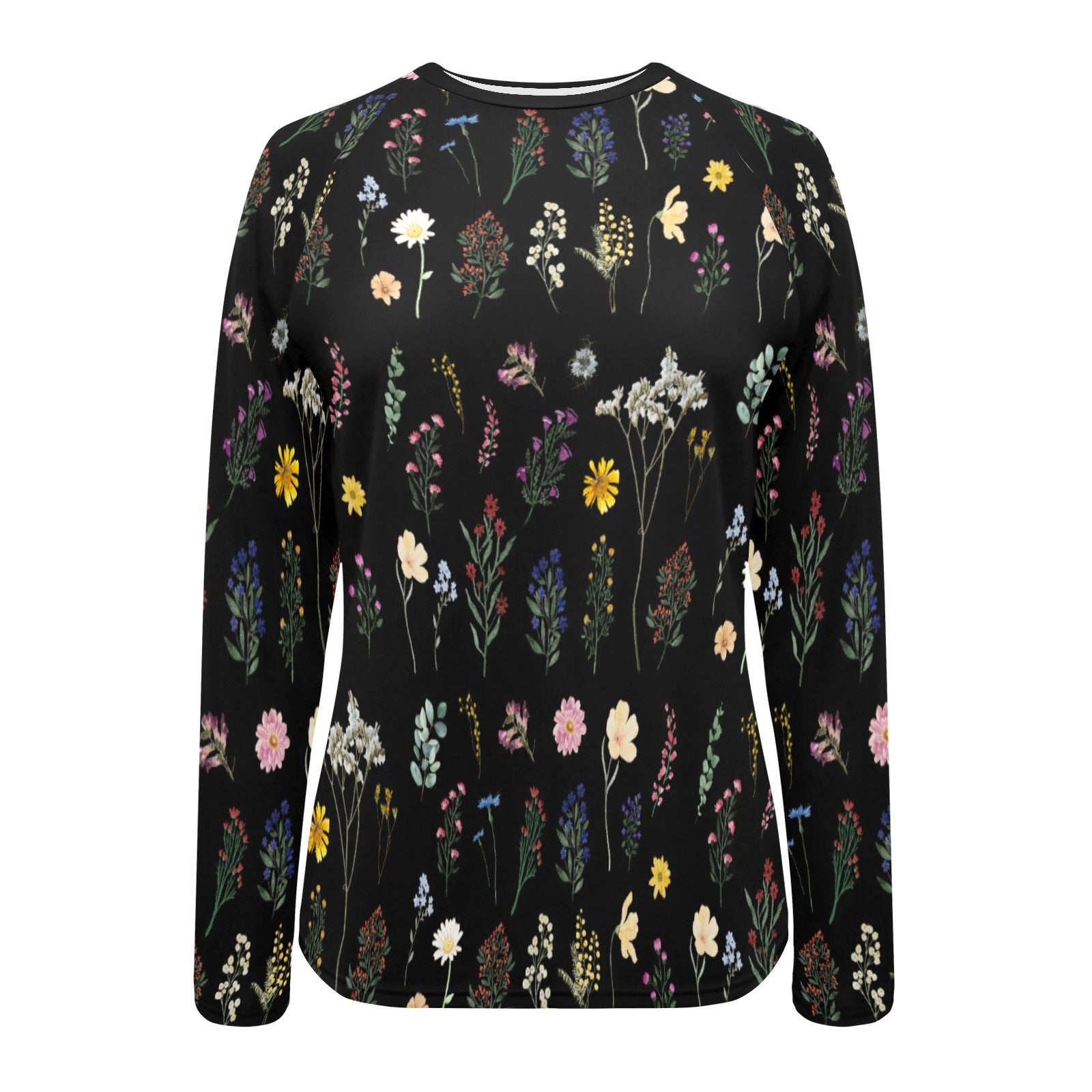 Wildflowers Black Women's Long Sleeve Swim Shirt up to 2 XL