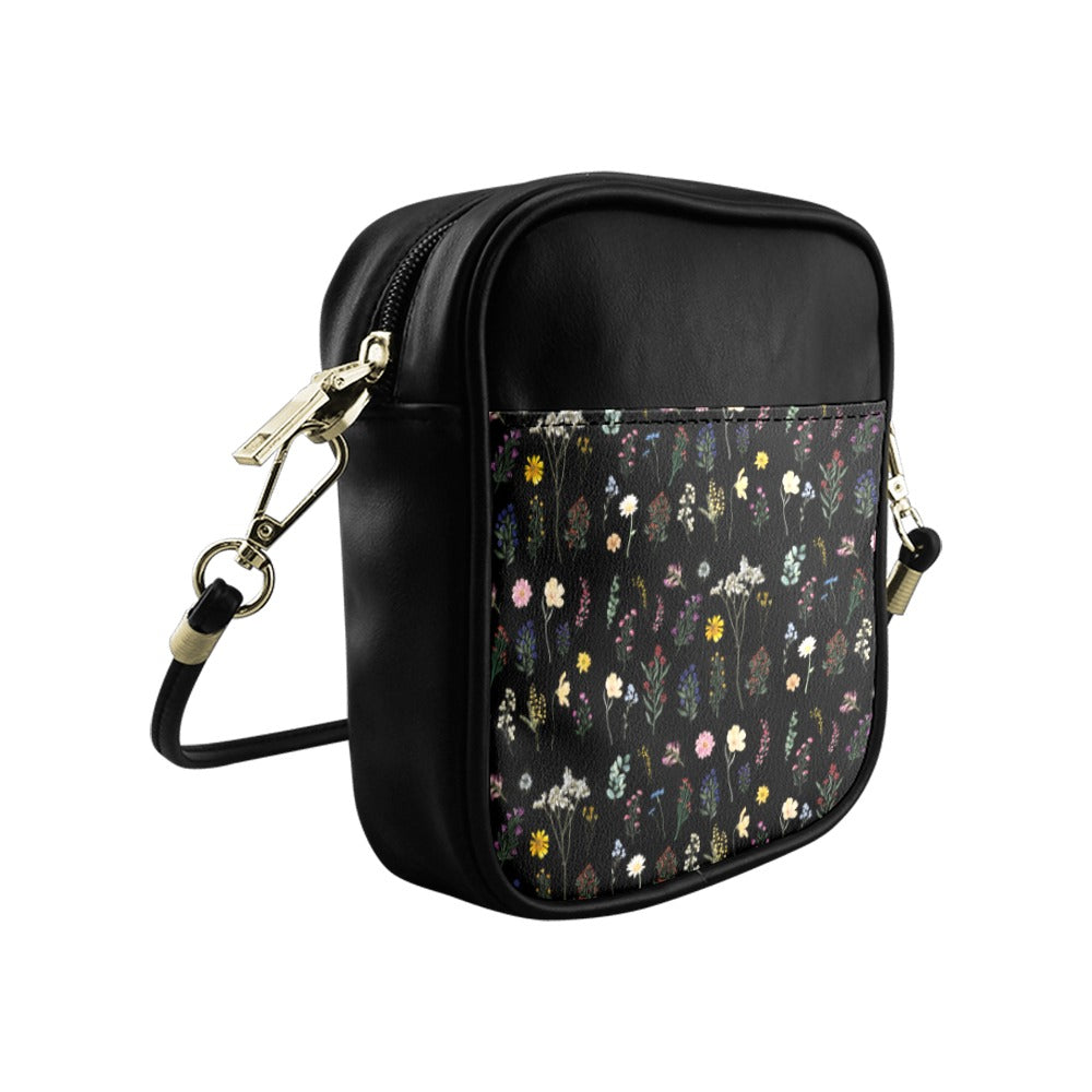 Wildflowers Black Sling Shoulder Bag