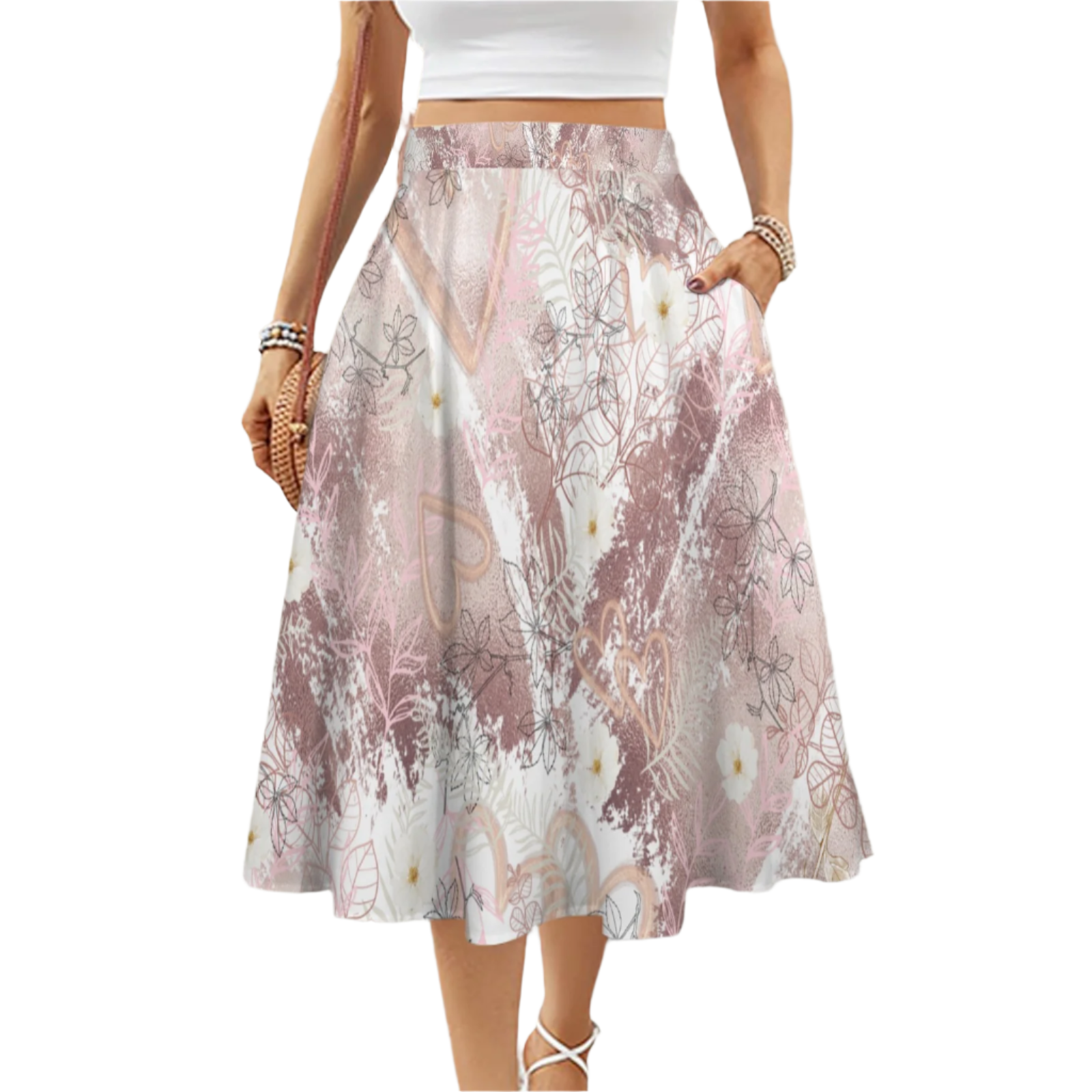 Bronze Love Mid Length Skirt with Pockets up to 5 XL (FWS)