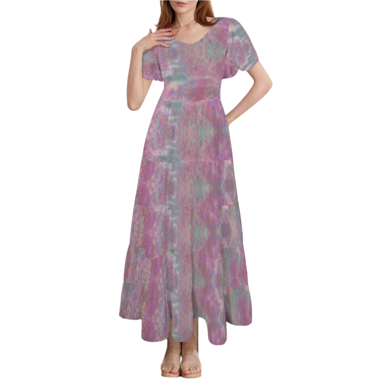 Pink Love Round Neck Maxi Dress up to 5 XL (FWS)