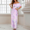 Pink & Purple Leaves Off Shoulder Maxi Dress up to 6 XL (FWS)