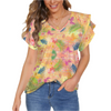 Hawaiian Gold V Neck Double Ruffle Sleeve Top up to 5 XL (FWS)