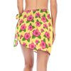 Graphic Pink Hibiscus Yellow Short Chiffon Sarong Wrap up to 2 XL (FWS)