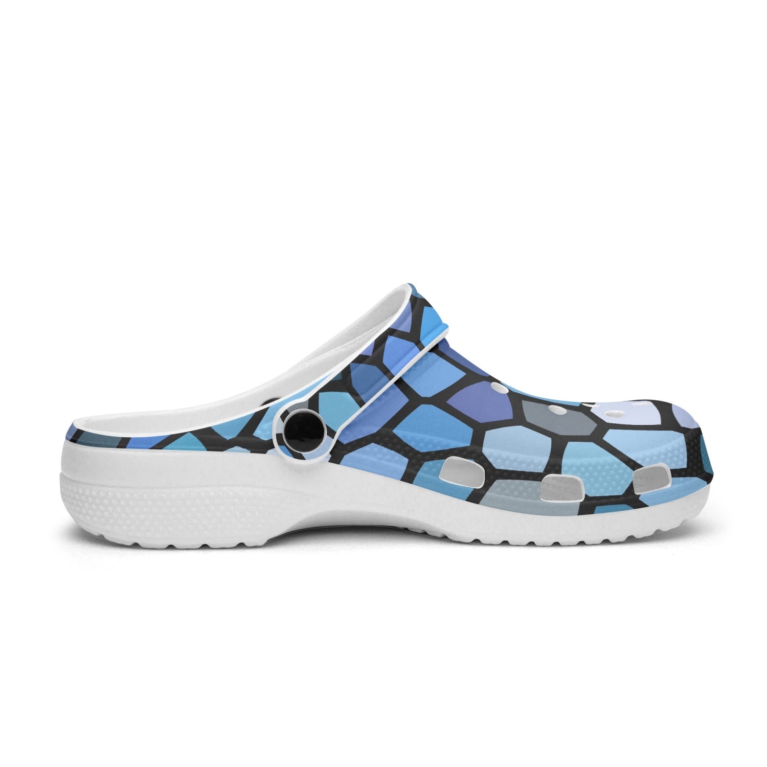 Blue Stained Glass Unisex White Rubber Clogs