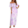 Pink & Purple Leaves Off Shoulder Maxi Dress up to 6 XL (FWS)