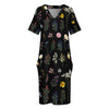 Wildflowers Black V Neck Loose Pocket Dress up to 5 XL (FWS)