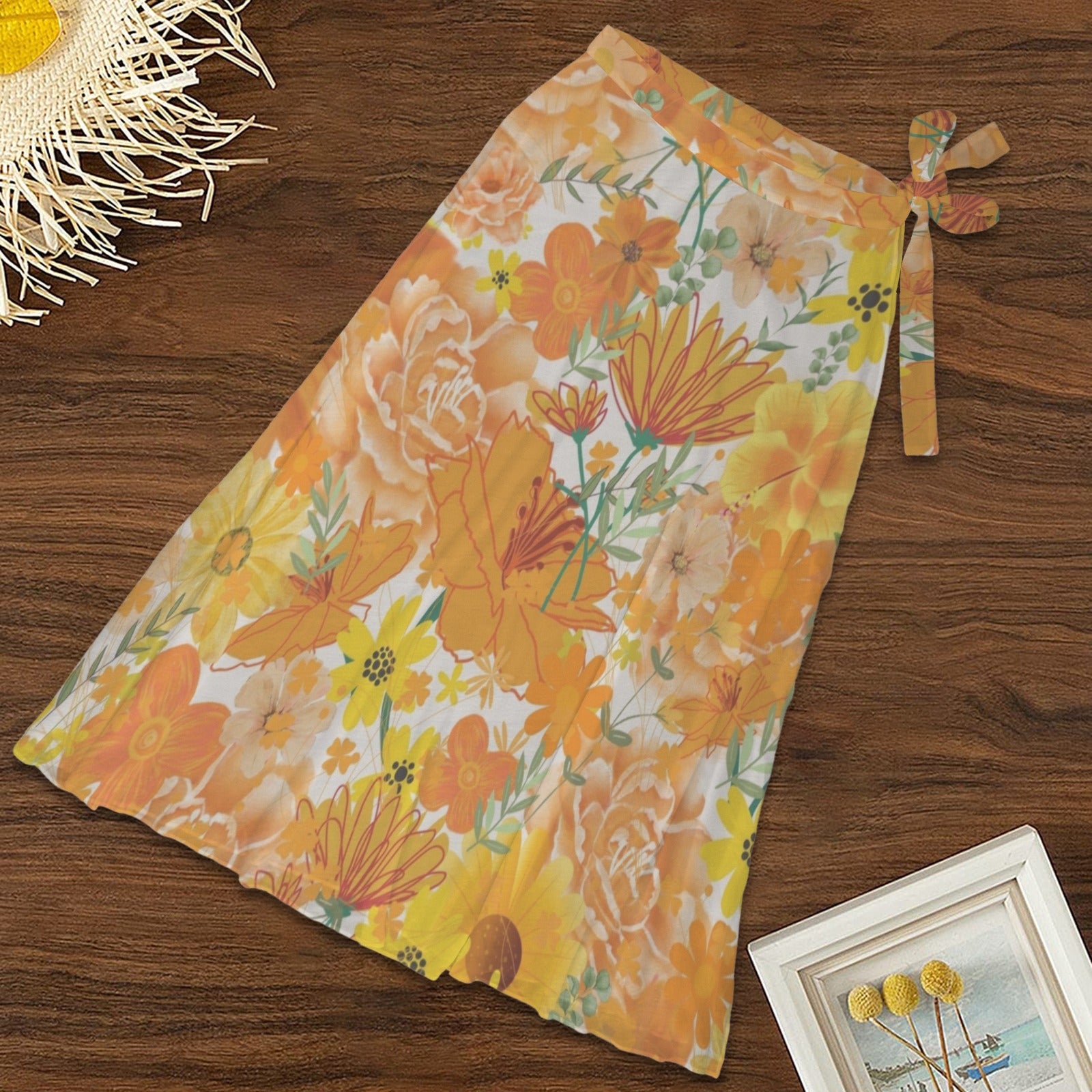 Orange & Yellow Floral White