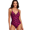 Hot Pink Leopard One Piece Tie Back Swimsuit