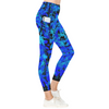 Black & Blue Leaves Leggings with Pockets up to 5 XL (FWS)