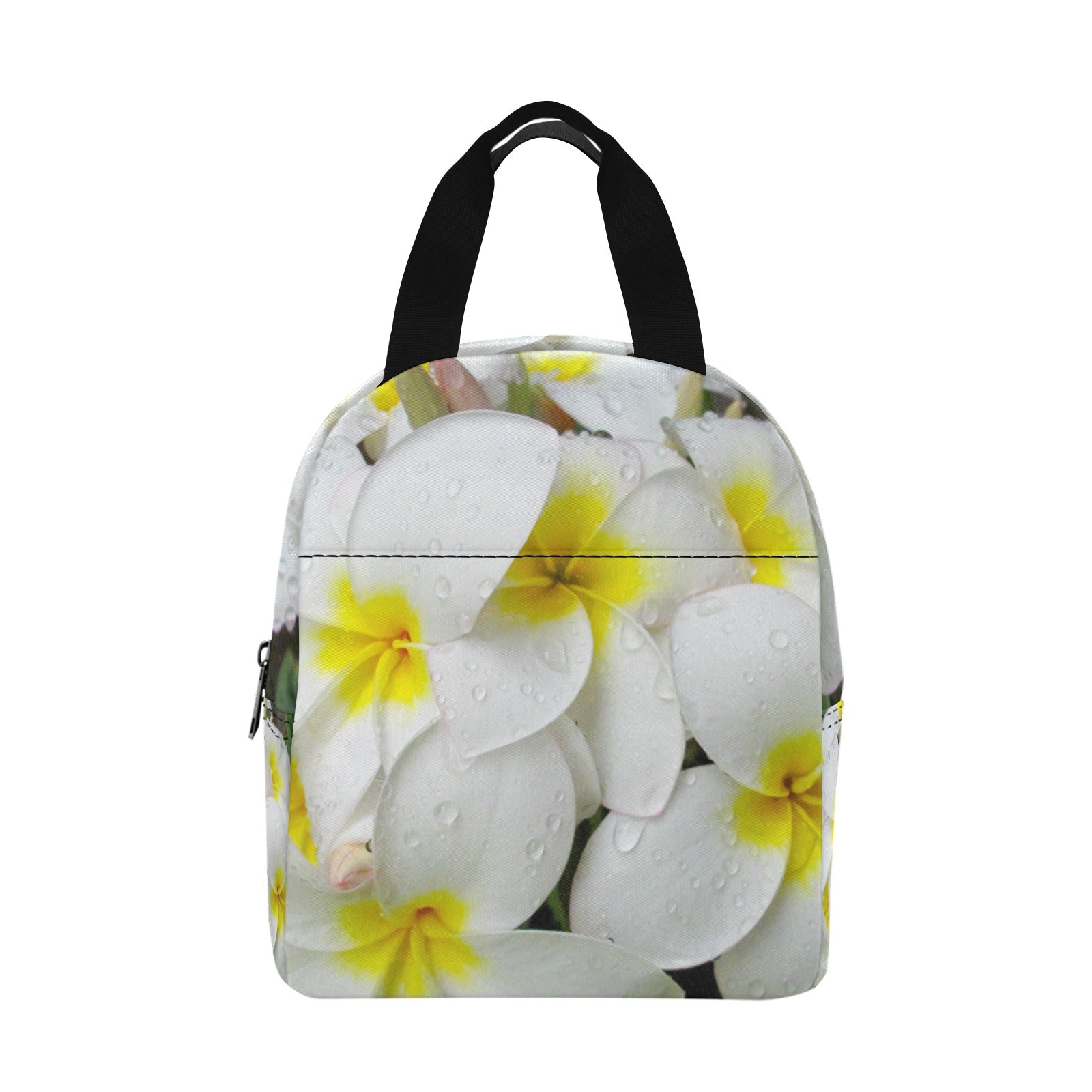 Fresh White Frangipanis Insulated Zipper Lunch Bag