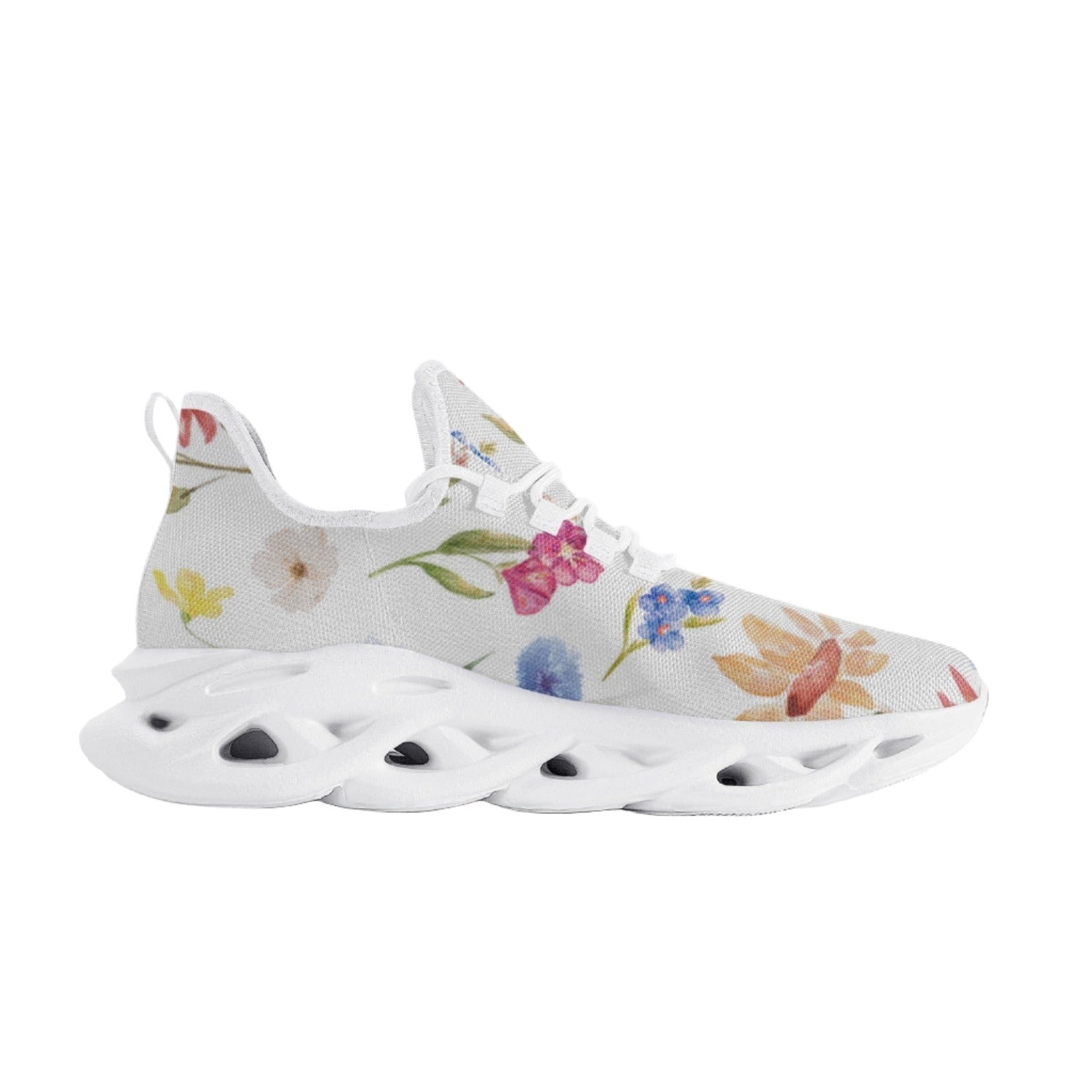 Wildflowers Painted White Wave Sole Lace-up Shoes