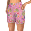 Hawaiian Pink Yoga Shorts with Pockets up to 5 XL (FWS)