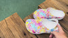 Load and play video in Gallery viewer, White Floral New Rubber Shoes up to size 12